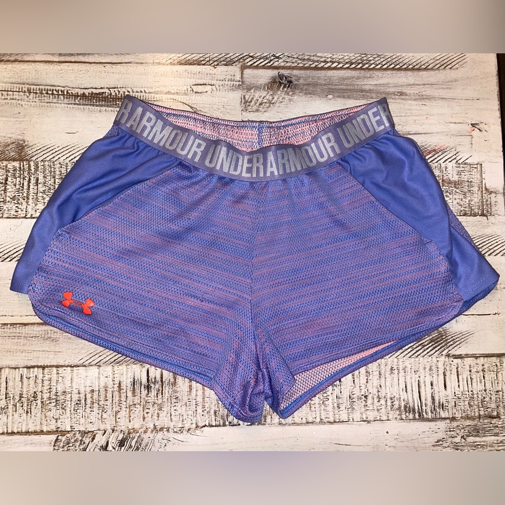 Under Armour Women's Purple Mesh Athletic Shorts with Pink Lining